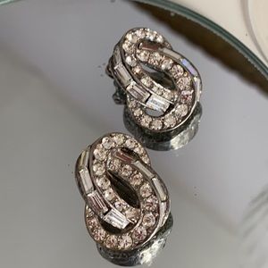 Carolee vintage clip on rhinestone earrings